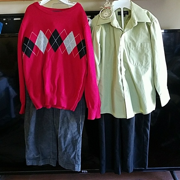 ZARA /& PLACE BOYS 2PC BLACK OUTFIT SWEATER /& CORDUROY DRESS SLIM PANTS SIZE 7-8Y